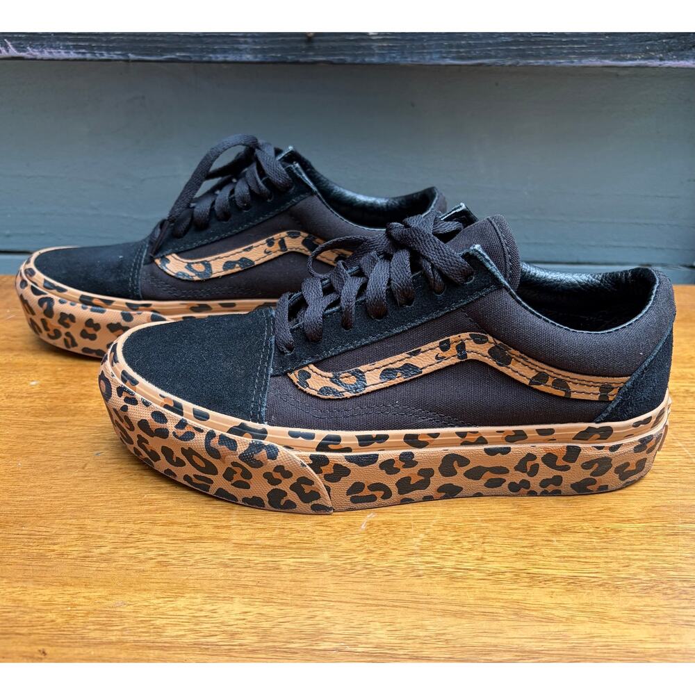 Vans Old Skool Platform Leopard Print Black Women’s Sneakers Size 6.5